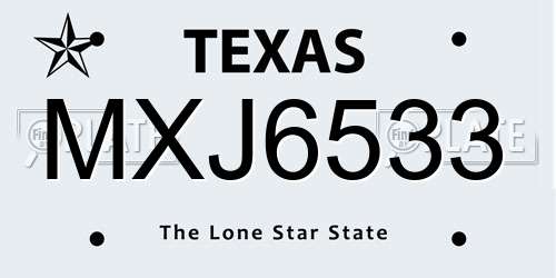 MXJ6533 Texas License Plate