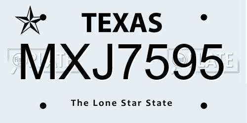 MXJ7595 Texas License Plate