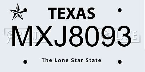 MXJ8093 Texas License Plate