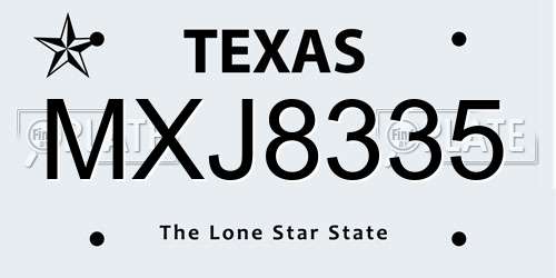MXJ8335 Texas License Plate