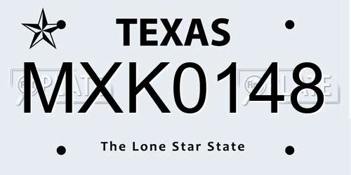 MXK0148 Texas License Plate