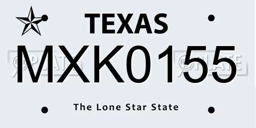 MXK0155 Texas License Plate