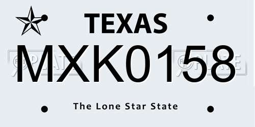 MXK0158 Texas License Plate