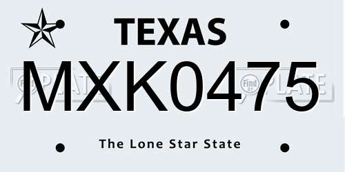 MXK0475 Texas License Plate