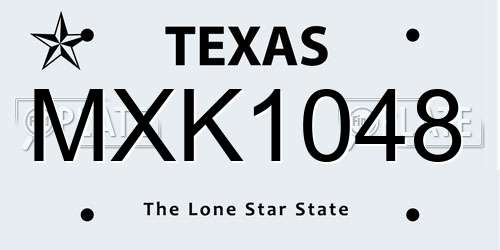 MXK1048 Texas License Plate