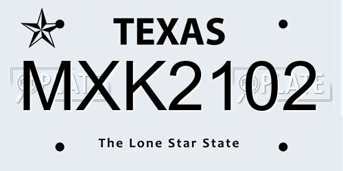 MXK2102 Texas License Plate