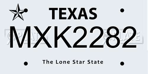 MXK2282 Texas License Plate