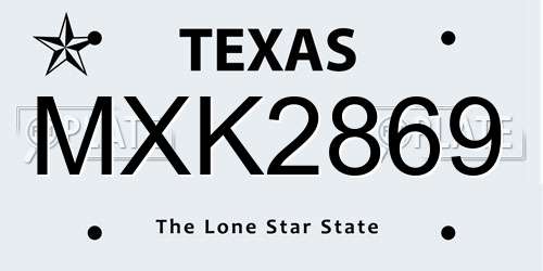 MXK2869 Texas License Plate
