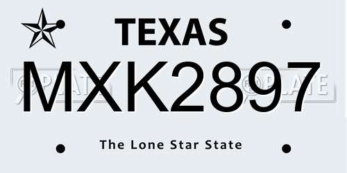 MXK2897 Texas License Plate