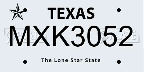 MXK3052 Texas License Plate