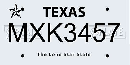 MXK3457 Texas License Plate