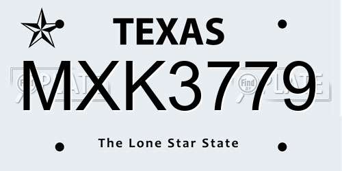 MXK3779 Texas License Plate