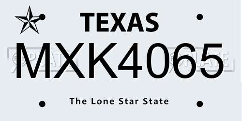 MXK4065 Texas License Plate
