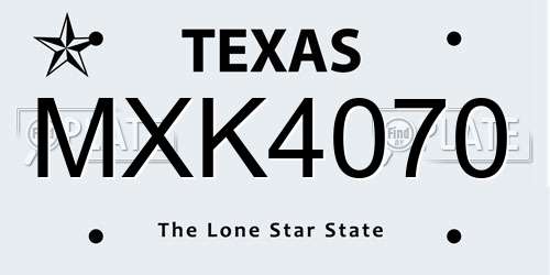 MXK4070 Texas License Plate