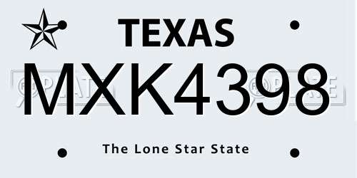 MXK4398 Texas License Plate