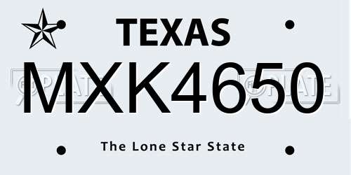 MXK4650 Texas License Plate