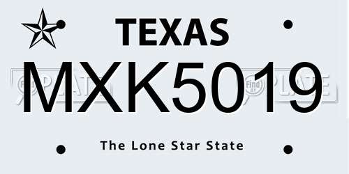 MXK5019 Texas License Plate