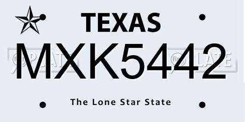 MXK5442 Texas License Plate