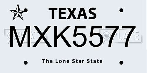 MXK5577 Texas License Plate