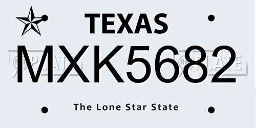 MXK5682 Texas License Plate
