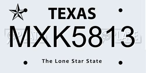 MXK5813 Texas License Plate