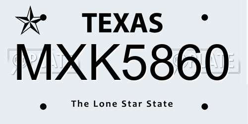 MXK5860 Texas License Plate