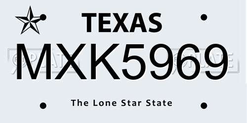 MXK5969 Texas License Plate