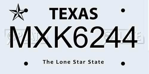 MXK6244 Texas License Plate