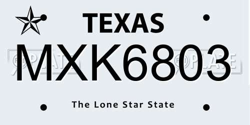 MXK6803 Texas License Plate