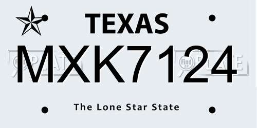 MXK7124 Texas License Plate