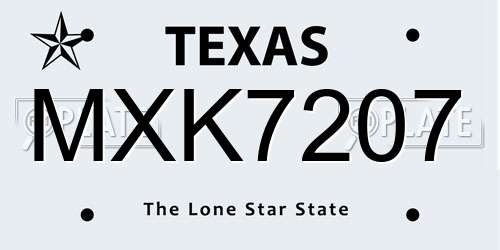 MXK7207 Texas License Plate