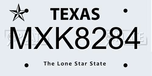 MXK8284 Texas License Plate