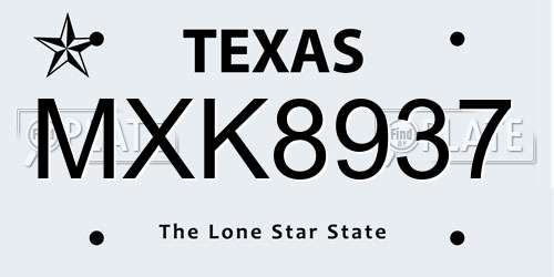 MXK8937 Texas License Plate