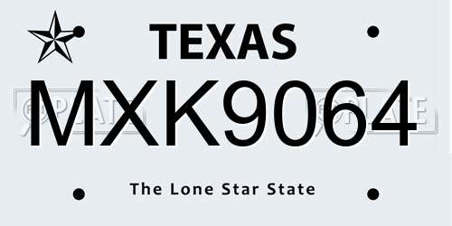 MXK9064 Texas License Plate