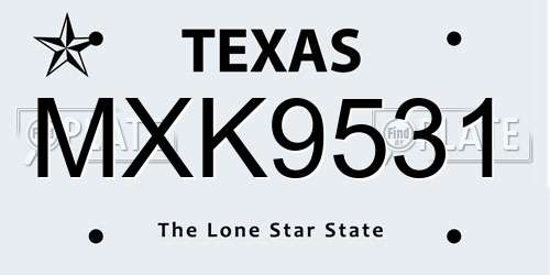 MXK9531 Texas License Plate
