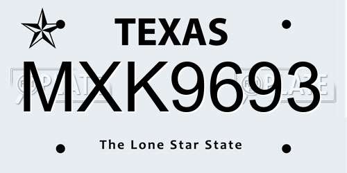 MXK9693 Texas License Plate