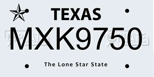 MXK9750 Texas License Plate