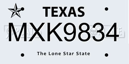 MXK9834 Texas License Plate