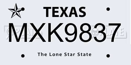 MXK9837 Texas License Plate