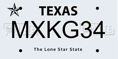 MXKG34 Texas License Plate