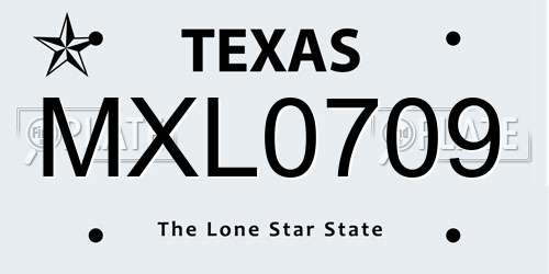 MXL0709 Texas License Plate