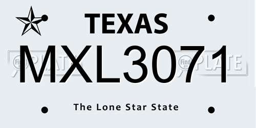 MXL3071 Texas License Plate