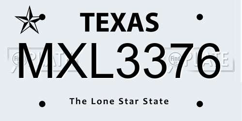MXL3376 Texas License Plate