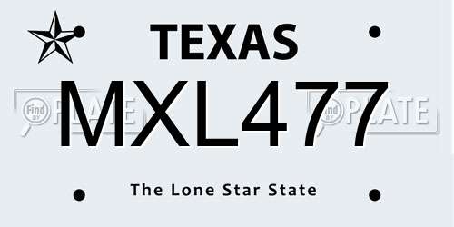 MXL477 Texas License Plate