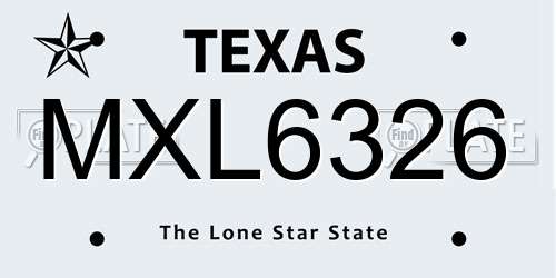 MXL6326 Texas License Plate