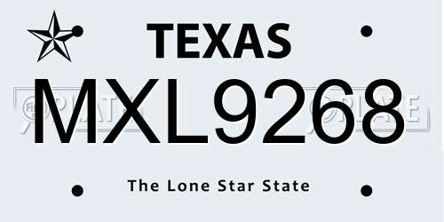 MXL9268 Texas License Plate