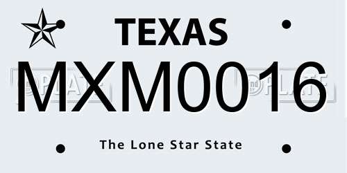 MXM0016 Texas License Plate