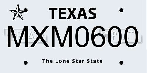 MXM0600 Texas License Plate