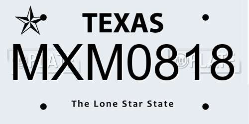 MXM0818 Texas License Plate