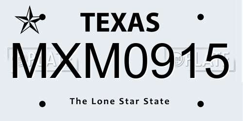 MXM0915 Texas License Plate